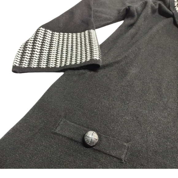 Jessica Howard Black White Houndstooth Turtle Neck Shift Sweater Dress Size M - Picture 10 of 13